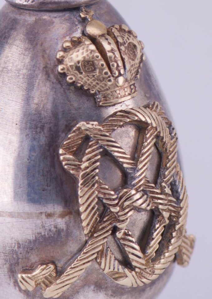 Antique Empire Era FABERGE Silver Gold Perfume Bottle Pendant c1887-Royal Estate