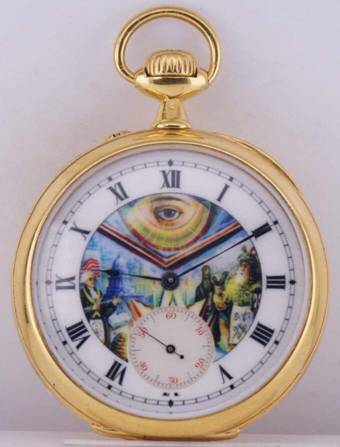 Antique Masonic Pocket Watch Gilt Silver Chased Case by Savoye Freres c1900's