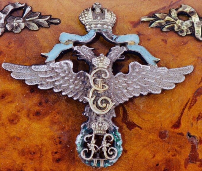 Antique Imperial Tsar's Era Faberge Jewelled Birch Wood Cigarette Case c1890's