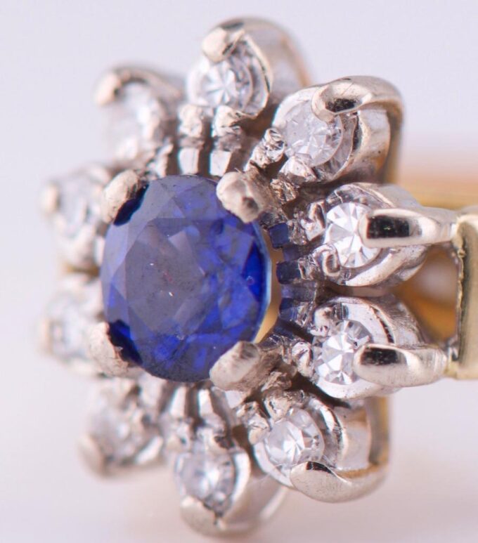 Vintage Estate Tiffany&Co 18k Gold Ladies Ring Diamond Sapphire Boxed