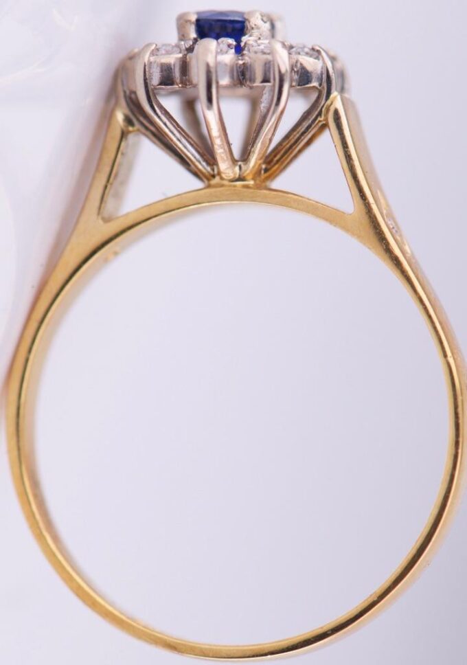 Vintage Estate Tiffany&Co 18k Gold Ladies Ring Diamond Sapphire Boxed