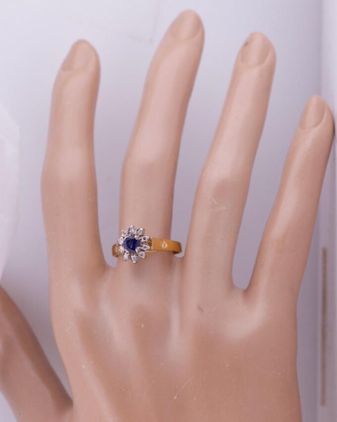 Vintage Estate Tiffany&Co 18k Gold Ladies Ring Diamond Sapphire Boxed