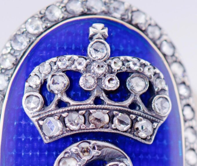 Antique Empire Award Ring 14k Gold Enamel Diamond-Empress Catherine II Monogram