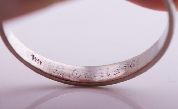 Antique French Art-Deco Ring Lucien Gaillard 18k White Gold and Diamond c1930