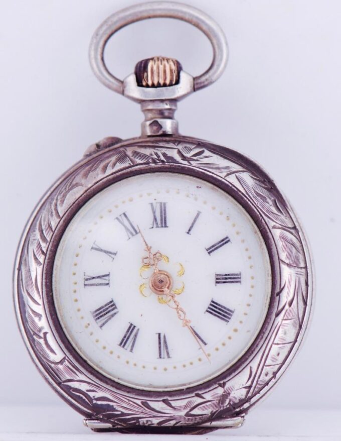 Imperial Russ Ladies Pocket Pendant Watch-Nicholas II Monogram Silver Case