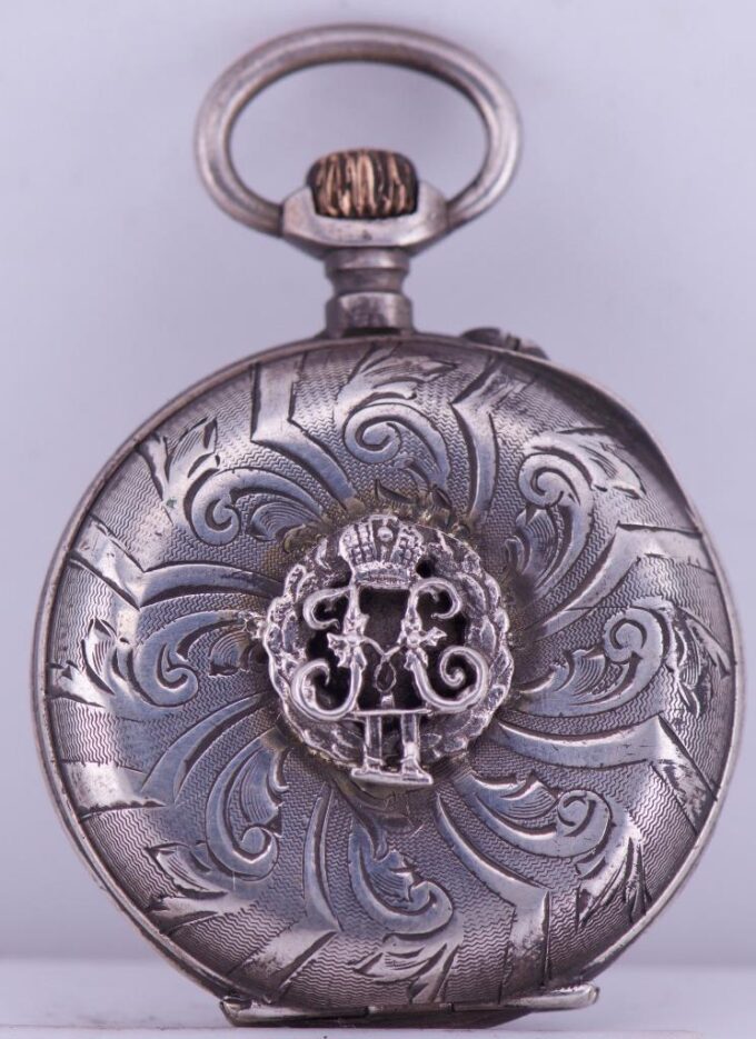 Imperial Russ Ladies Pocket Pendant Watch-Nicholas II Monogram Silver Case