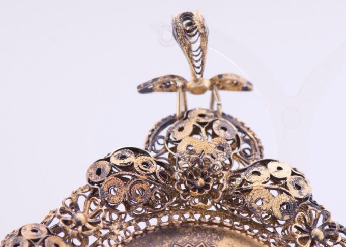 Vintage Orthodox Christian Pendant Hand Made Filigree 1000 Purity Silver Gilt