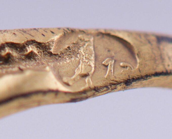 Antique Victorian Memento Mori Skull and Snakes Men’s Ring c1890s Gilt Silver