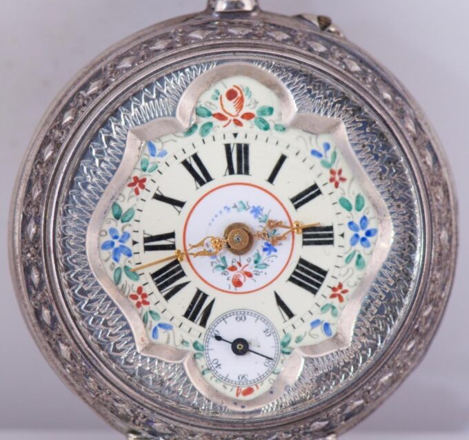 Antique Silver Engraved Pocket Watch for Chinese Market-Qing Dynasty Era c1890s