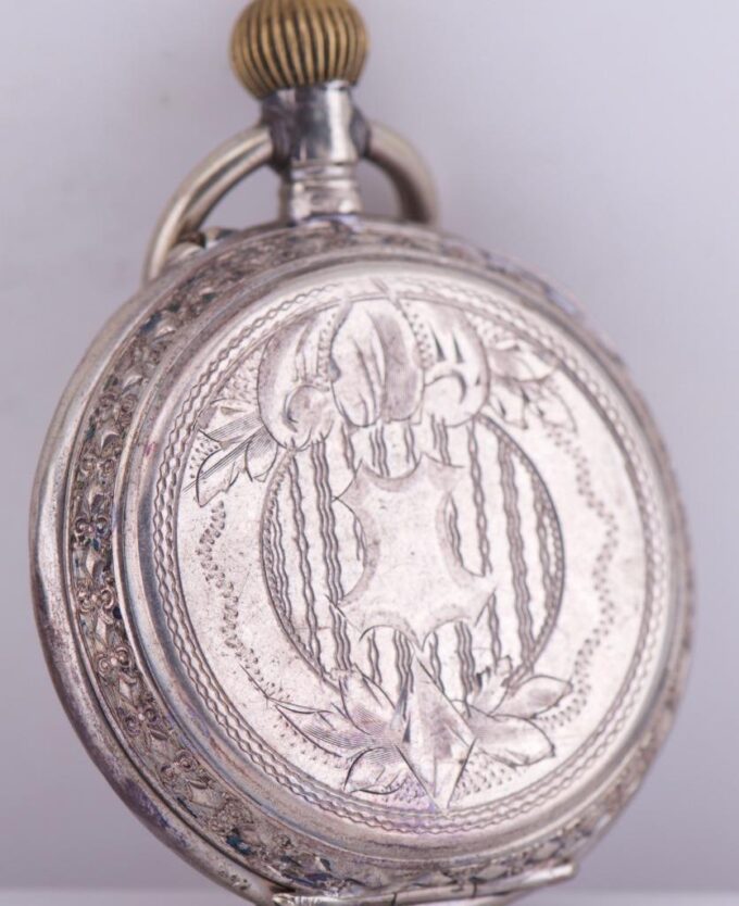 Antique Silver Engraved Pocket Watch for Chinese Market-Qing Dynasty Era c1890s