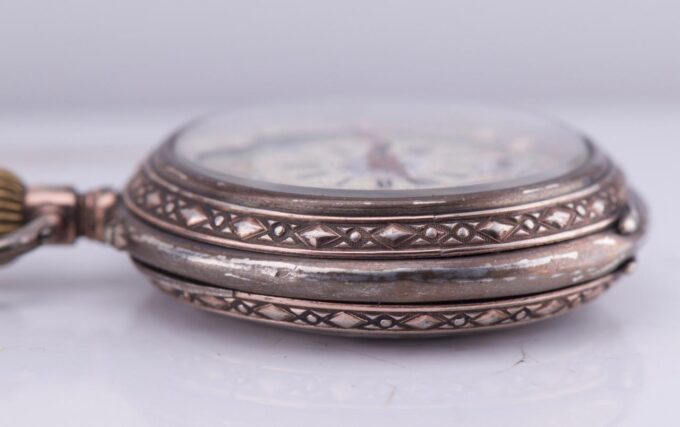 Antique Silver Engraved Pocket Watch for Chinese Market Qing Dynasty Era c1890's