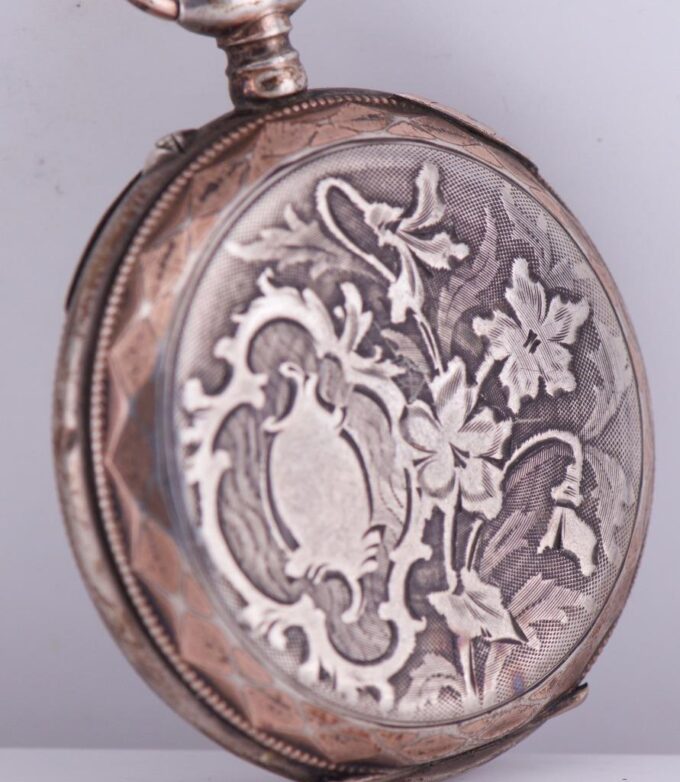 Antique Silver Engraved Pocket Watch for Chinese Market Qing Dynasty Era c1900's