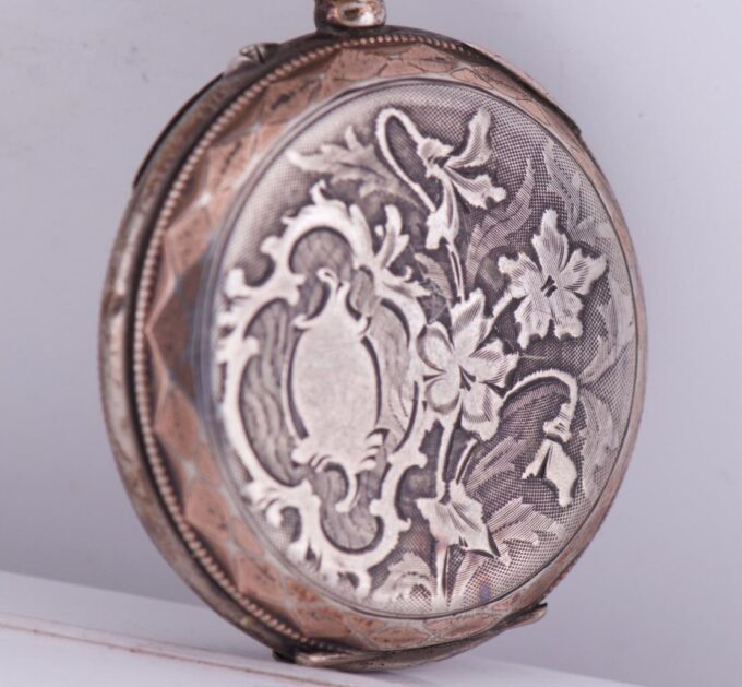 Antique Silver Engraved Pocket Watch for Chinese Market Qing Dynasty Era c1900's