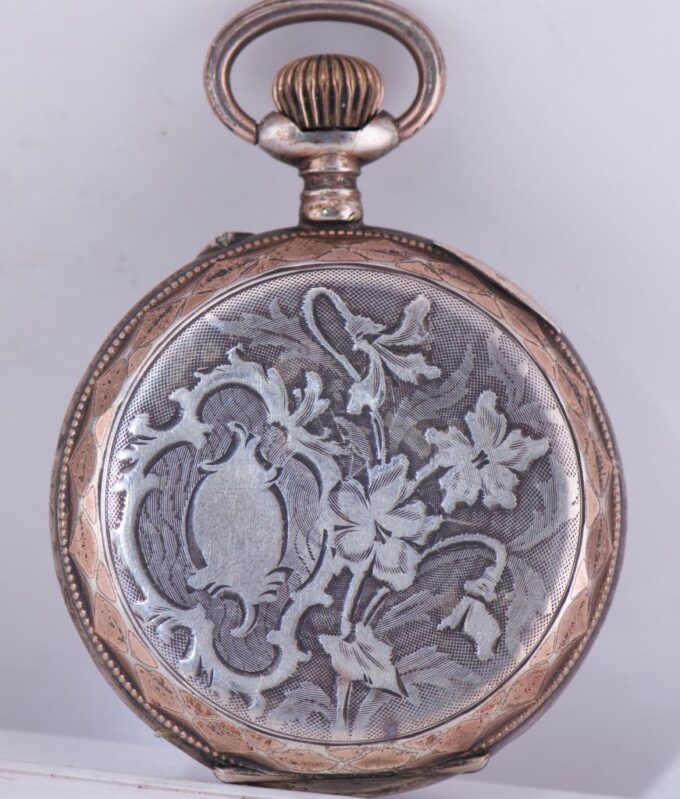 Antique Silver Engraved Pocket Watch for Chinese Market Qing Dynasty Era c1900's