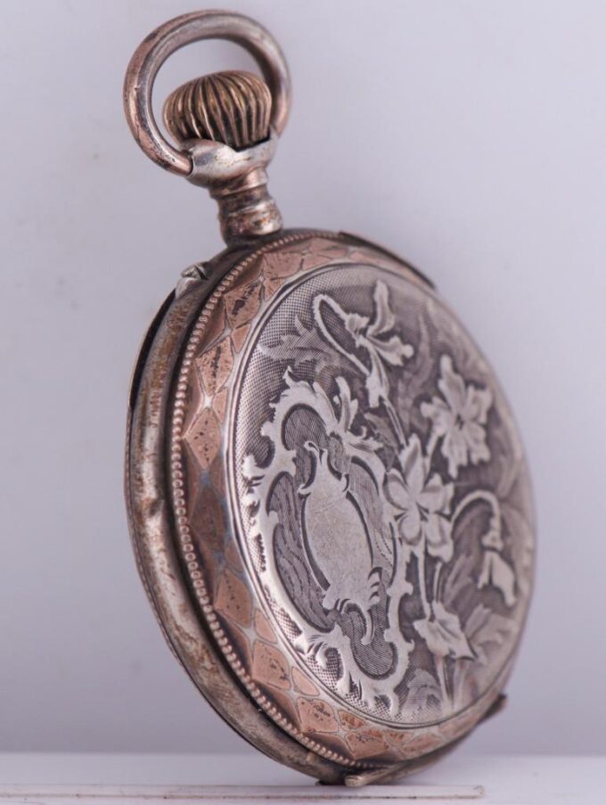 Antique Silver Engraved Pocket Watch for Chinese Market Qing Dynasty Era c1900's