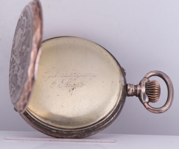 Antique Silver Engraved Pocket Watch for Chinese Market Qing Dynasty Era c1900's