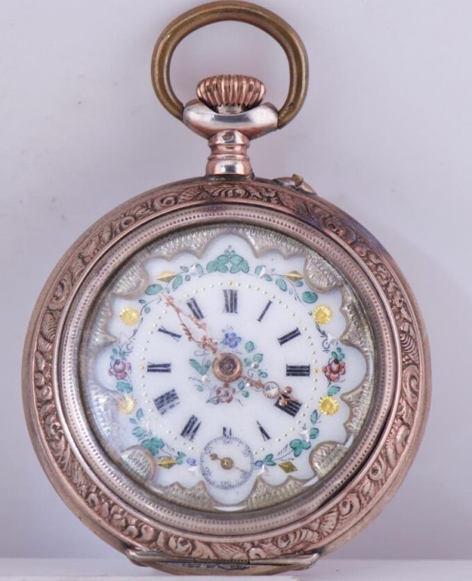 Antique Silver Engraved Pocket Watch for Chinese Market-Qing Dynasty Era c1900s