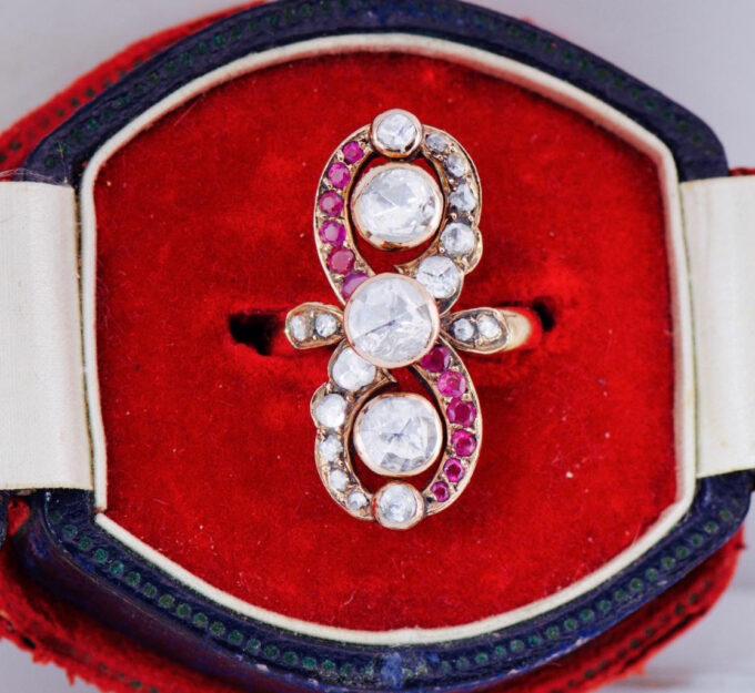 Antique Imperial 14k Gold 2.3ct Diamond Ruby Ladies Ring-Awarded by Tsar c1890's