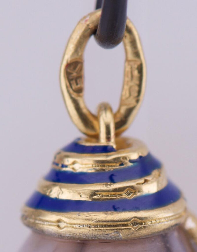 Antique Imperial FABERGE Easter Egg Pendant Carved Agate Precious Stone c1890
