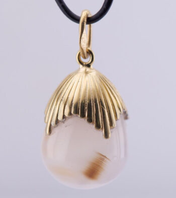 Antique Imperial FABERGE Easter Egg Pendant Carved Agate Precious Stone c1880's
