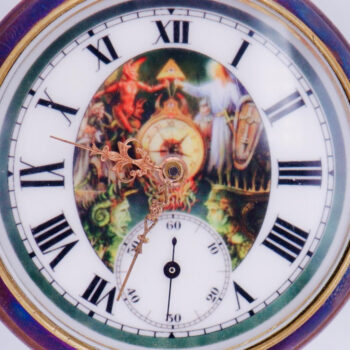 Antique Pocket Watch Masonic Cyma Gunmetal Fancy Enamel Dial Demonstrator Case