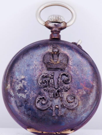 WWI Imperial Tsar's Era Pocket Watch Officer's Nicholas II Monogram Case