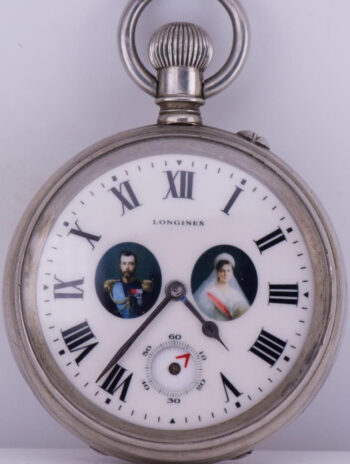 Antique Imperial Russ Officer's Award Longines Pocket Watch AUTOMATON Dial