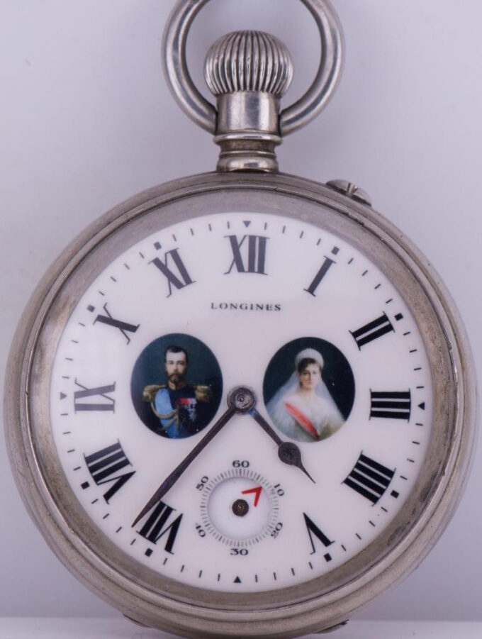 Antique Imperial Russ Officer's Award Longines Pocket Watch AUTOMATON Dial