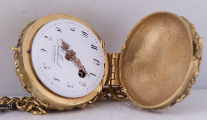 Antique French Pocket Watch Verge Fusee Skull 18k Gilt Ormolu Case c1730's RARE