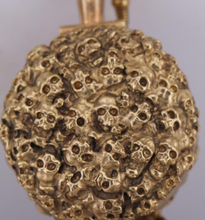 Antique French Pocket Watch Verge Fusee Skull 18k Gilt Ormolu Case c1730's RARE