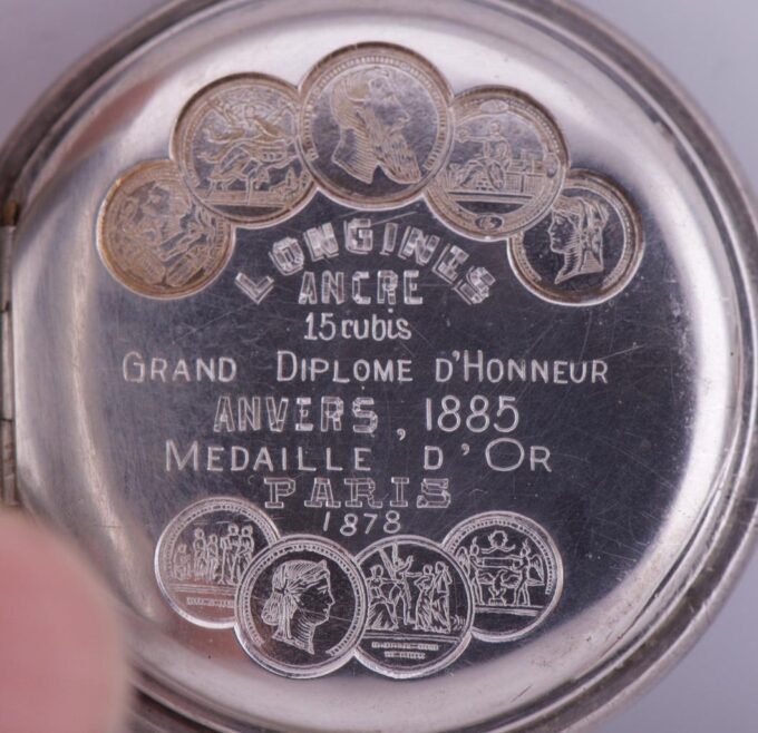 Antique Imperial Silver Longines Award Pocket Watch Tsar Nicholas II c1896