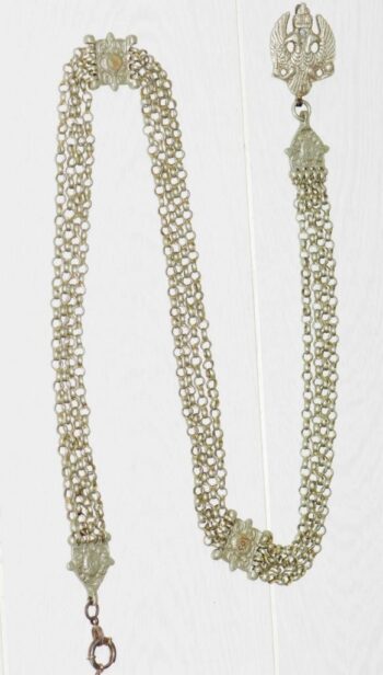 Antique 19th Century Imperial Silver Pocket Watch Chatelaine Chain Fob 90cm Long