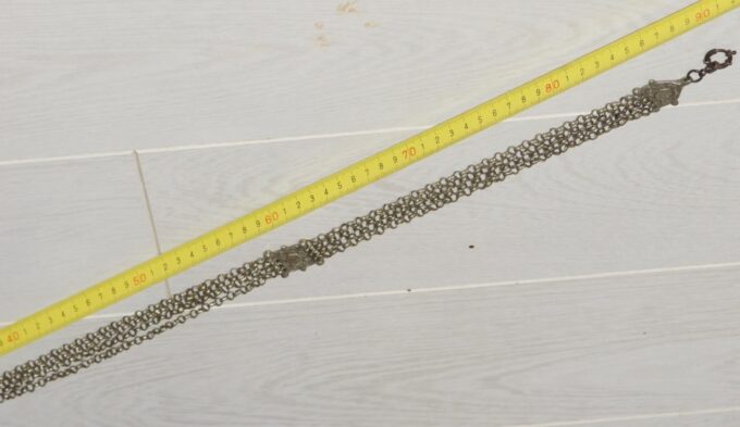 Antique 19th Century Imperial Silver Pocket Watch Chatelaine Chain Fob 90cm Long