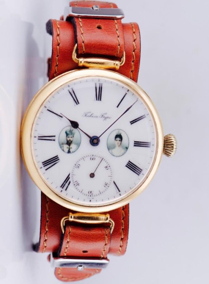Antique WWI Imperial Officer's Award Pavel Buhre Wristwatch c1914 Gold Plated