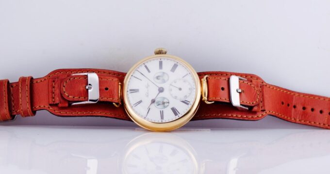 Antique WWI Imperial Officer's Award Pavel Buhre Wristwatch c1914 Gold Plated