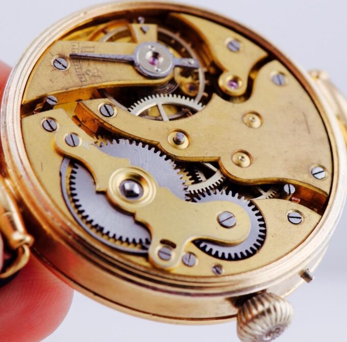 Antique WWI Imperial Officer's Award Pavel Buhre Wristwatch c1914 Gold Plated
