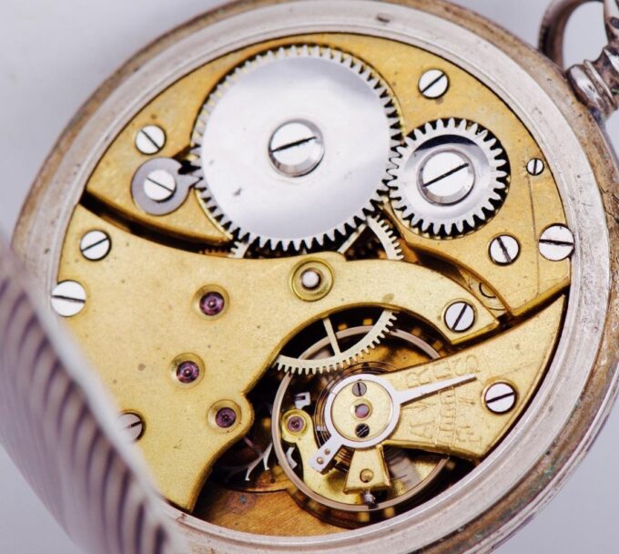 Antique Helvetia Masonic Pocket Watch Silver Niello Case Circa 1900's DIGITAL