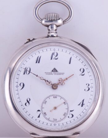 WWI German Pocket Watch Deutsche Prazisions-Uhrenfabrik Glashutte Silver Enamel