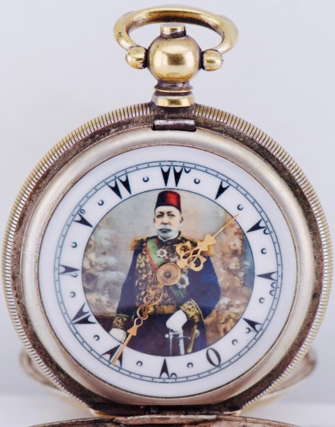 Antique Pocket Watch Full Hunter Tughra Case for Ottoman Market c1900 Mehmed V