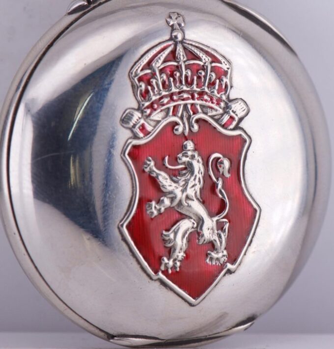 Antique Visible Balance Pocket WatchBulgarian Royal Award cWWI Lion Figure Stand