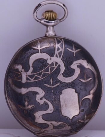 Imperial Era Antique Pocket Watch Silver Niello Case Tsar Nicholas II Dial c1900