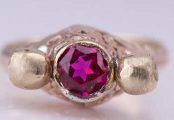 Antique Victorian Memento Mori Ring 18K Solid Gold Ruby & Rose Cut Diamonds