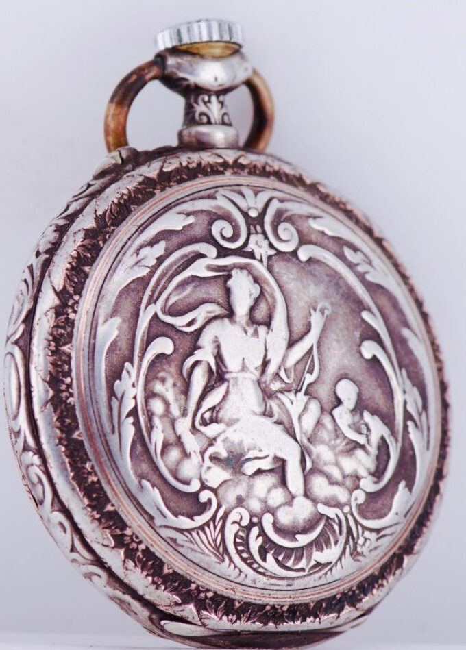 WWI German Army Officer Pocket Watch Saxonia Glashutte-Kaiser Wilhelm on Dial