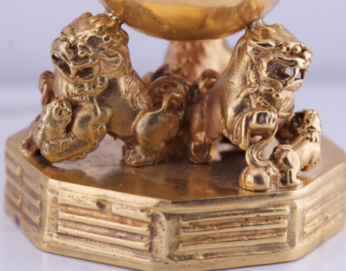 Antique Verge Fusee Desk Clock by Auguste Lambelt 1790 Chinese Ching Dynasty Era