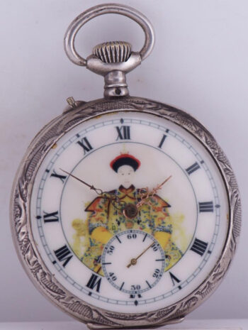 Antique Pocket Watch c.1890s - Made for Chinese Market Silver Case Enamel Dial