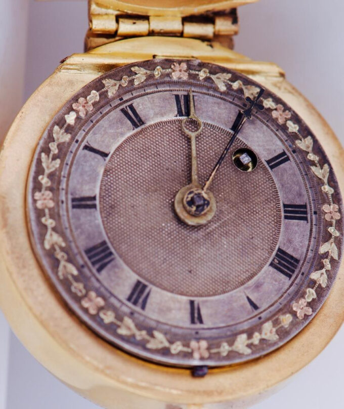 Antique Occultist Verge Fusee Pocket Watch Memento Mori Skull Gilt Chased Case
