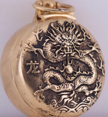 Antique Verge Fusee Pocket Watch Drum Shape Dragon Case Chinese Qing Dynasty Era