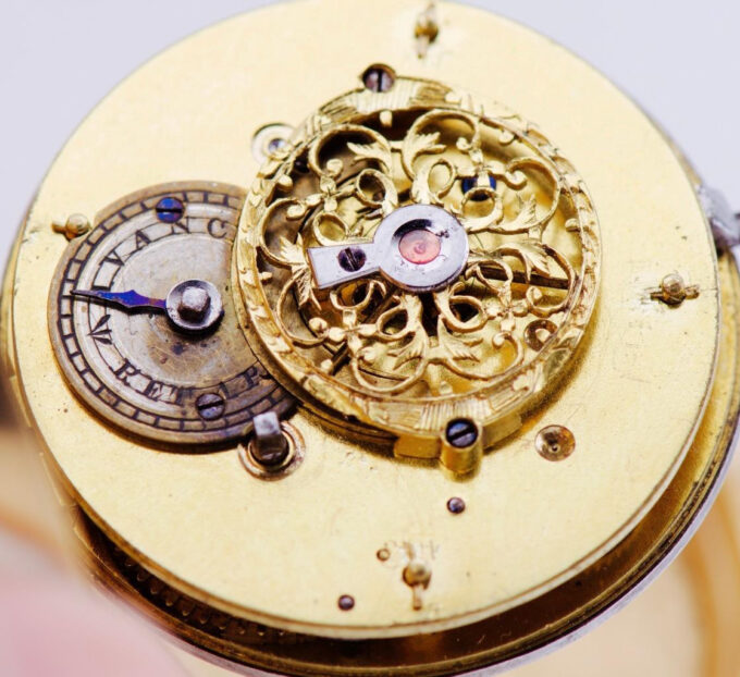 Antique Verge Fusee Pocket Watch Drum Shape Dragon Case Chinese Qing Dynasty Era