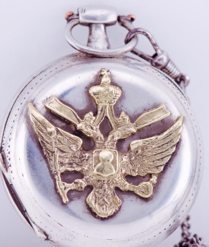 Antique Tsar Army Officer Silver Pocket Watch Award Russo-Turkish War c1877-1878