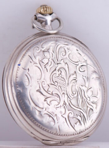 Antique Invar Pocket Watch Art-Nouveau Silver Engraved Case Tsar Nicholas II
